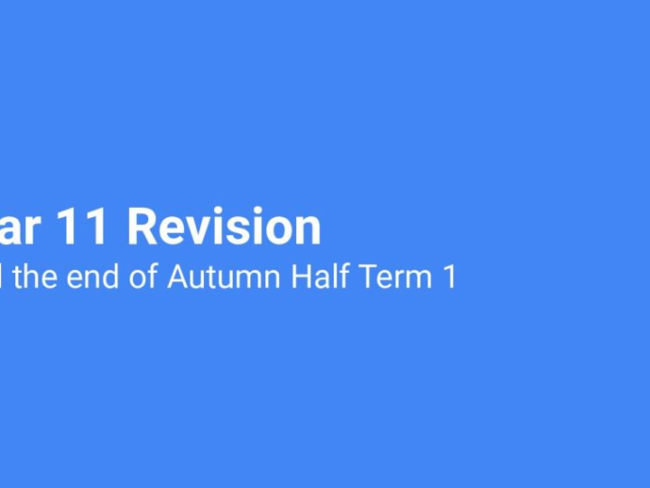 Autumn Half Term 1 Year 11 Revision Plan